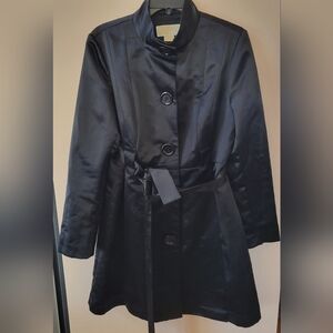 Michael Michael Kors Black Satin Trench Coat